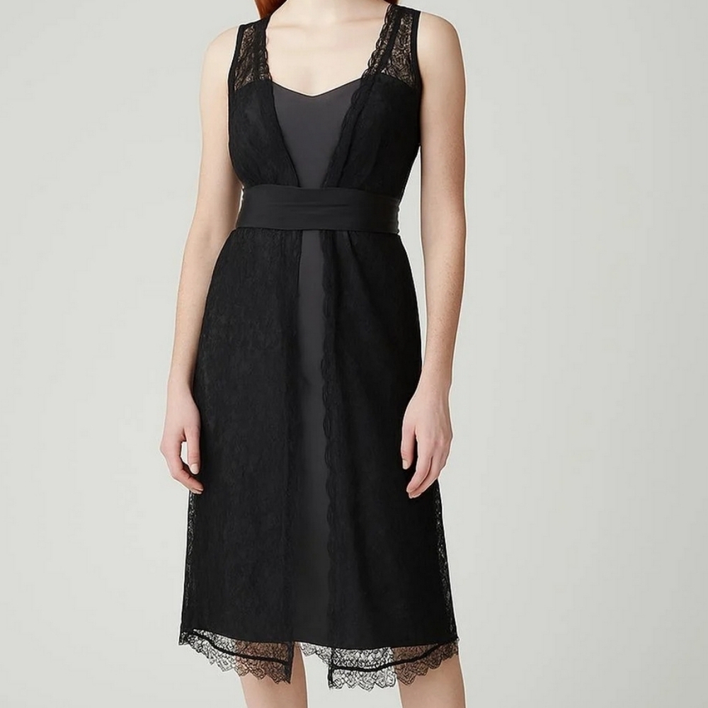 Anthropologie Moulinette Soeurs Black and Gray Sleeveless Lace Overlay Dress